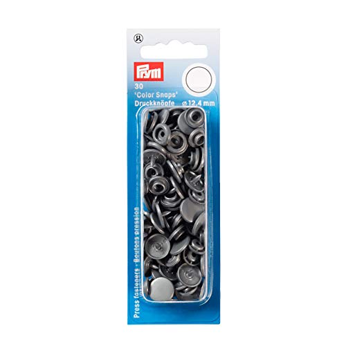 Prym 393145 Nähfrei Druckknopf Color Snaps rund 12,4 mm Silbergrau, Kunststoff, 12.4 mm von Prym