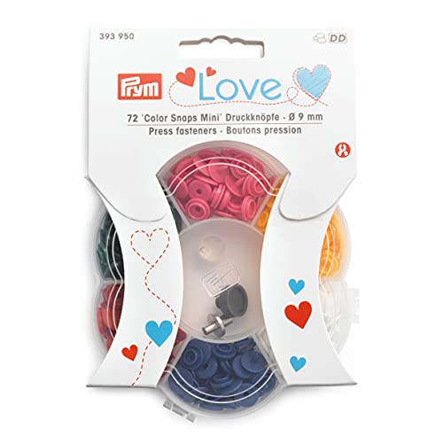 Prym 393950, 6 Farben Druckknöpfe Jersey, Love, 9 mm, Plastic, 9 mm von Dritz