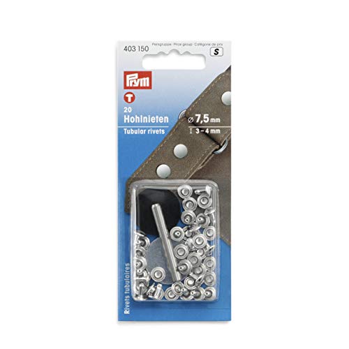 Prym 403150 Hohlnieten silberfarbig, 3-4 mm, 20 Stück von Prym