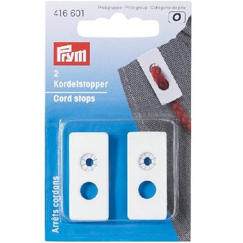 Prym 416601 2-Loch rechteckig weiß Kordelstopper, Plastik, 9.3 x 5.7 x 0.7 cm von Prym