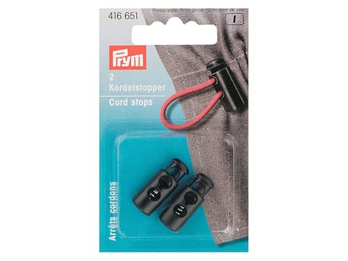 Prym Kordelstopper klein KST schwarz 416651 Kabelschloss, 2 Löcher, Kunststoff, Polyester, 2 Stück von Prym