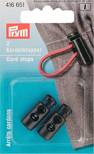 Prym Kordelstopper klein KST schwarz 416651 Kabelschloss, 2 Löcher, Kunststoff, Polyester, 2 Stück von Prym