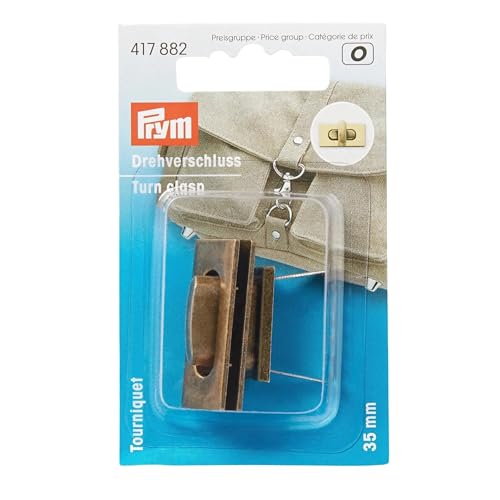 Prym 417882 Taschen altmessing gebürstet Drehverschluss, Gold, 35x17 mm von Prym