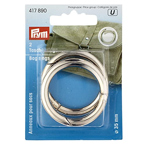 Prym 417890 Taschenringe 35 mm silberfarbig Bag Rings, Aluminium, Silber, Stück von Prym