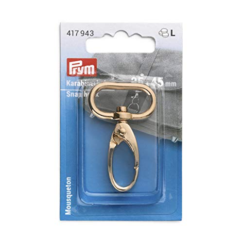 Prym 417943 25 x 45 mm New Gold Karabinerhaken, Zinklegierung von Prym