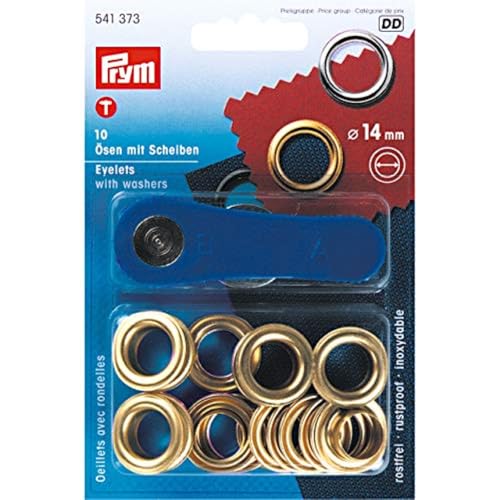 Prym 541373 Ösen und Scheiben 14,0 mm, Messing goldfarbig von Prym