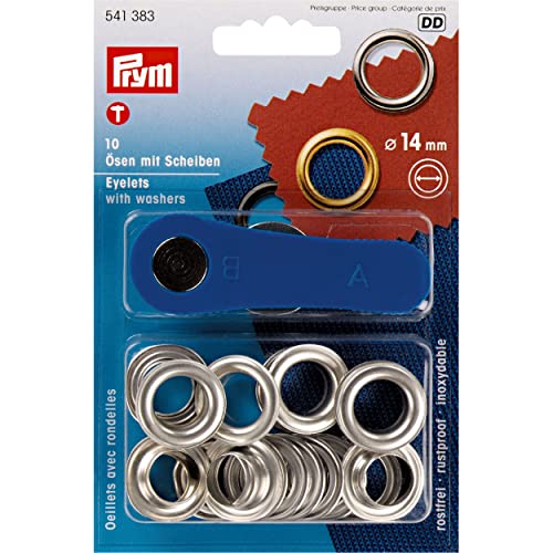 Prym 541383 Unterlegscheiben, 14 mm, 10 Sets Ösen, silber, Count von Prym