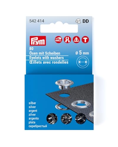 Prym 542414 Ösen mit Scheiben Nachfüllset, 5 mm, silberfarbig von Prym