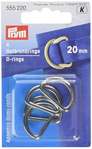 Prym D-Ringe, 20mm, Silber, 4St 555220 Halbrundringe 20 mm silberfarbig, Zinc, 4 Stück von Prym