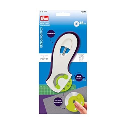 Prym 610474 Ergonomics Rollschneider, Kunststoff, pflaumenblau, weiß, 45 mm von Prym