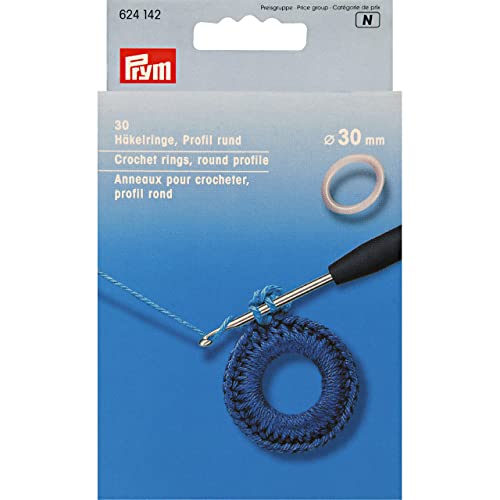 Prym 624142 Häkelringe rund KST 30 mm weiß Crochet Rings, Kunststoff, One Size von Prym