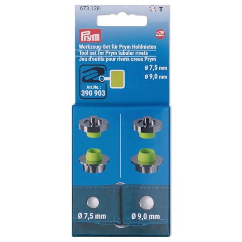 Prym 673128 Werkzeug-Set Hohlnieten ø7,5&9mm für Vario Creative Tool, silberfarbig, hellgrün von Prym