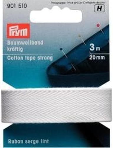 Prym 901510 Baumwollband kräftig 20 mm weiß, 100% CO von Prym