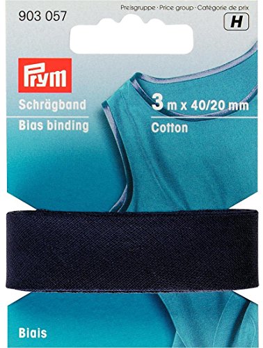 Prym 903057 Schrägband Baumwolle, marine, 100% CO, 20 mm Falzung: 40/20 mm | 3 m von Prym