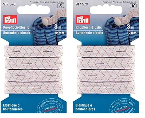 Prym 917570 Knopfloch-Elastic, weiß, 12 mm x 3m (Packung mit 2) von Prym