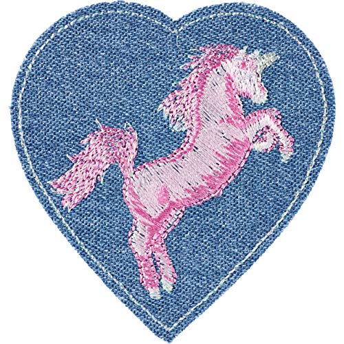 Prym 925417 Applikation Patch Herz mit Einhorn von Prym