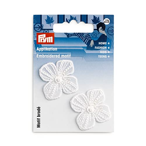 Prym 926701 Applikation Blumen festlich weiß klein von Prym