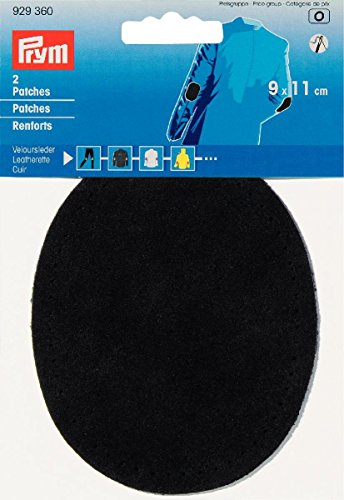 Prym 929360 Patches Veloursleder zum Aufnähen, 9x11 cm, schwarz, 1 Paar von Prym