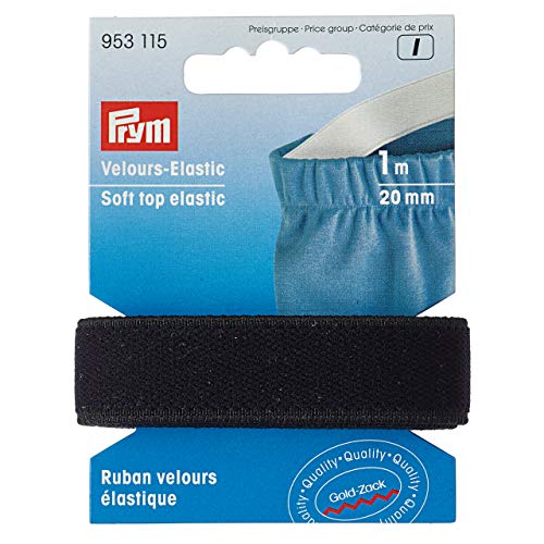 Prym 953115 Velour-Elastic 20 mm schwarz, 51% PES 33% ED 16% PA von Prym