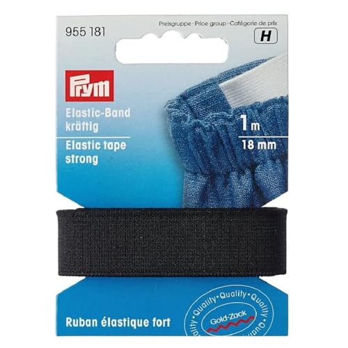 Prym 955181 Elastic-Band kräftig 18 mm schwarz, 66 Prozent PES 34 Prozent ED von Prym