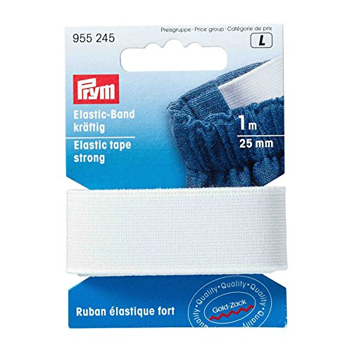 Prym 955245 Elastic-Band kräftig 25 mm weiß, 72 Prozent PES 28 Prozent ED von Prym