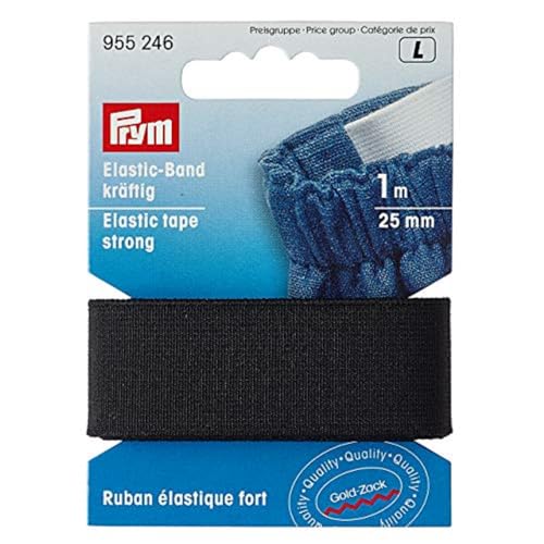 Prym 955246 Elastic-Band kräftig 25 mm schwarz, 72Prozent PES 28Prozent ED von Prym