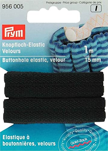 Prym 956005 Knopfloch-Elastic Veloursband 15 mm schwarz von Prym