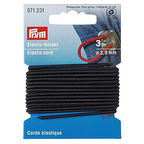 Prym 971231 Elastic-Kordel, 2,5 mm, 3 m, schwarz, 60Prozent ED 40Prozent PES, Ø Meters von Prym