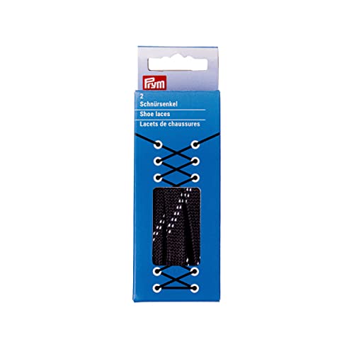 Prym 974760 wasserabweisend 10 x 1000 mm schwarz/weiß Flachsenkel, Polyester, 10 mm x 100 cm von Prym