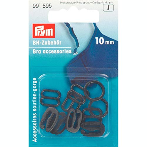 Prym 991.895 Bra Accessories, Kunststoff, schwarz weiß, 10mm, KST, schwarz, 10 Stück' von Prym