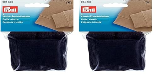 Prym 994300 Elastic-Ärmelbündchen schwarz, Polyester: 100%, Black, 2 Stück, 2 (Packung mit 2) von Prym