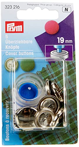 Prym Schaltfläche „Stoffbezug“, Metal, Silber/Schwarz, 19 mm Stärke von Prym