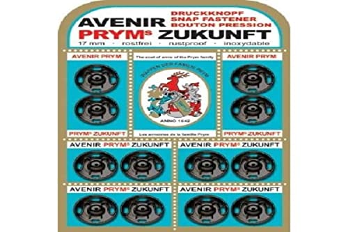 Prym 341135 Annäh-Druckknöpfe, Messing, 17 mm, schwarz Sew-On Snap Fasteners, 100%, 15 mm von Prym