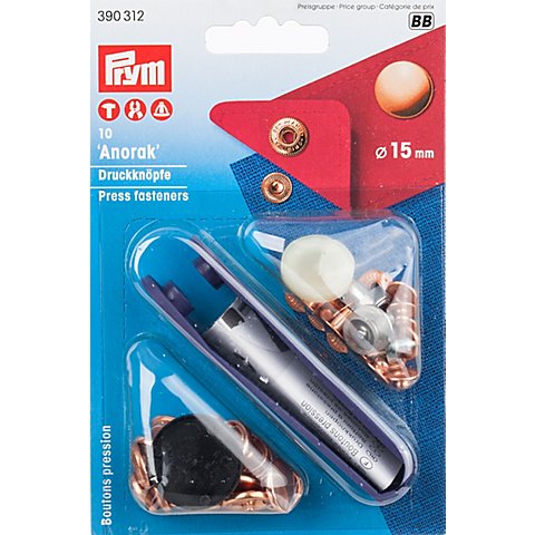 Prym Anorak-Druckknöpfe, kupfer, Größe: 15 mm Ø, Inhalt: 10 Stück von Prym