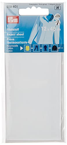 Prym Consu Aufbügelbare Reparaturfolie, Cotton, Weiss, 12 x 45 cm Größe, Weiß von Prym