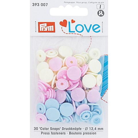 Prym Druckknöpfe "Color Snaps", Pastelltöne, 12,4 mm Ø, 30 Stück von Prym