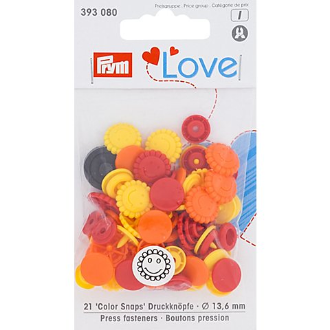 Prym Druckknöpfe "Color Snaps Sonne/Blume", rot color, 13,6 mm Ø, 21 Stück von Prym