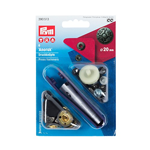 Prym 390513 Nähfrei-Druckknopf Anorak Fusion Messing 20 mm Altsilber von Prym