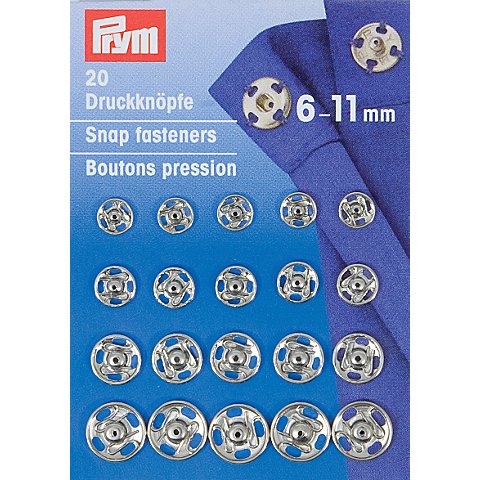 Prym Druckknöpfe zum Annähen, Größe: 6–11 mm Ø, Inhalt: 20 Stück von Prym