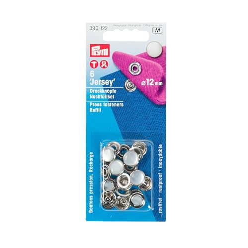 Prym 390122 Nachfüllpackung für 390117 Nähfrei Druckknopf Jersey, Messing, Perlkappe 12 mm, metal, Perle von Prym