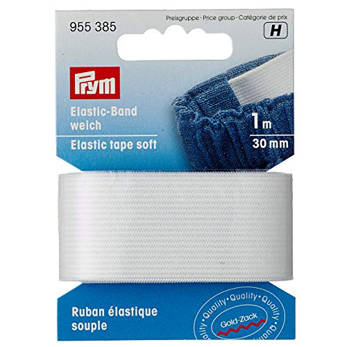 Prym Elastic-Band weich 30 mm weiß, 57% PES 43% ED von Prym