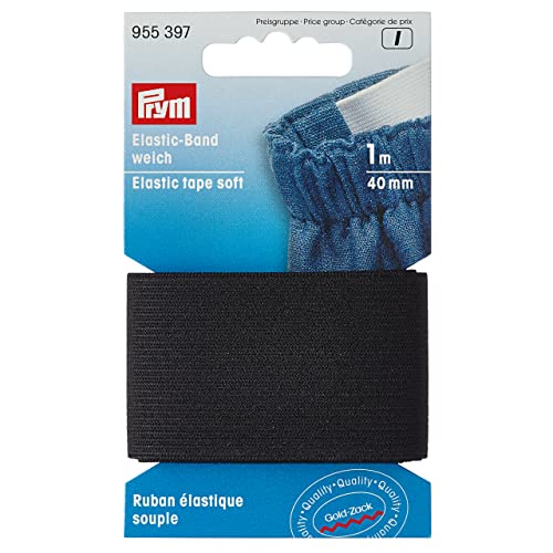Prym Elastic Tape, Polyester, schwarz, 40 mm, 1 m von Prym