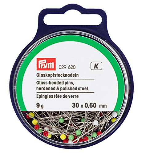 Prym Glaskopfnadeln, 0,60 x 30mm, bunt, 9g, Stahl, 30 x 0,6mm von Prym