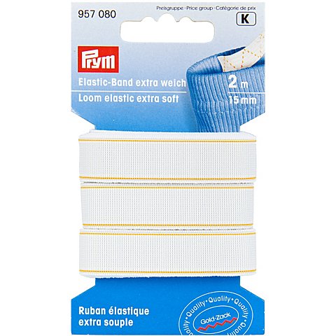 Prym Gold-Zack Gummiband, extra weich, Breite: 15 mm, Länge: 2 m von Prym