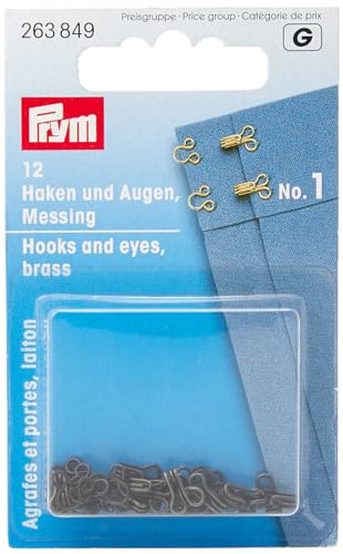 Prym Haken und Augen, Stainless Steel, Schwarz, 12 mm Größe von Prym