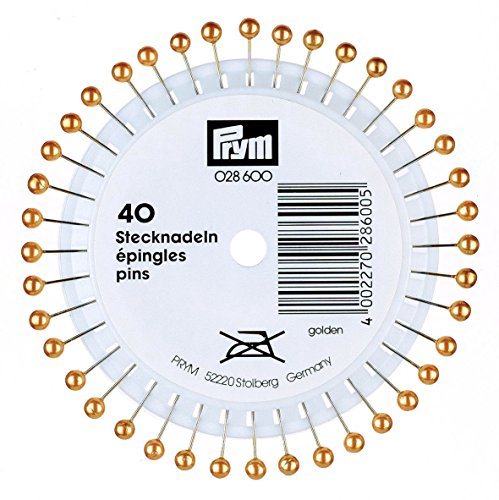 Prym Headpins, Kunststoffkopf, Perle, Stahl, Gold, goldfarbig, 40 Stück von Prym