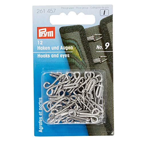 Prym for Jerkins mild Steel 9 Silver col Hooks and Eyes, Legierter Stahl, One Size von Prym