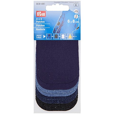 Prym Jeans-Patches Mini, Größe: 8 x 6 cm, Farbe: jeans/dunkelblau/marine, Inhalt: 4 Paar von Prym