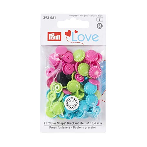 Prym Love Druckknopf Color Blume 13,6 mm türkis/grün/pink, Polyester von Prym