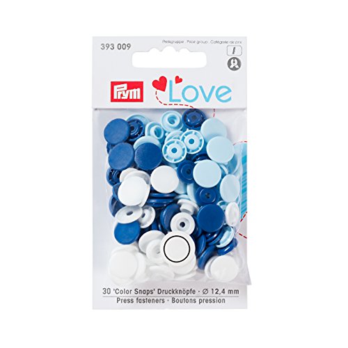 Prym 393009 Love Druckknopf Color KST 12,4 mm blau/weiß/hellblau, Polyester von Prym